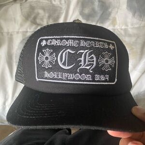 Chrome Hearts Black and White Logo Cap